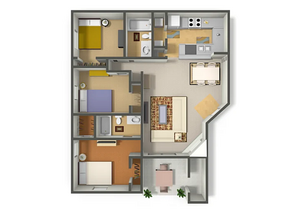 3 Bed, 2 Bath 1321 floor plan